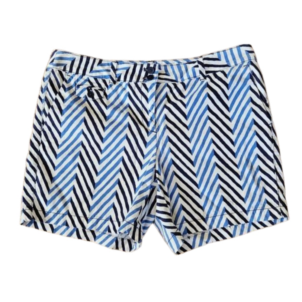 Ann Taylor Loft Blue/White Chevron Chino Shorts-Size 10